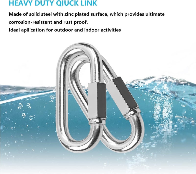 EVANCENT Quick Links, Chain Links Connector, 620lbs Capacity Heavy Duty Carabiner Clips, Galvanized Thread Quick Link Hardware for Safety Chain Swing Gym Hammock, Screw Lock Oval Locking Carabiner - Image 5